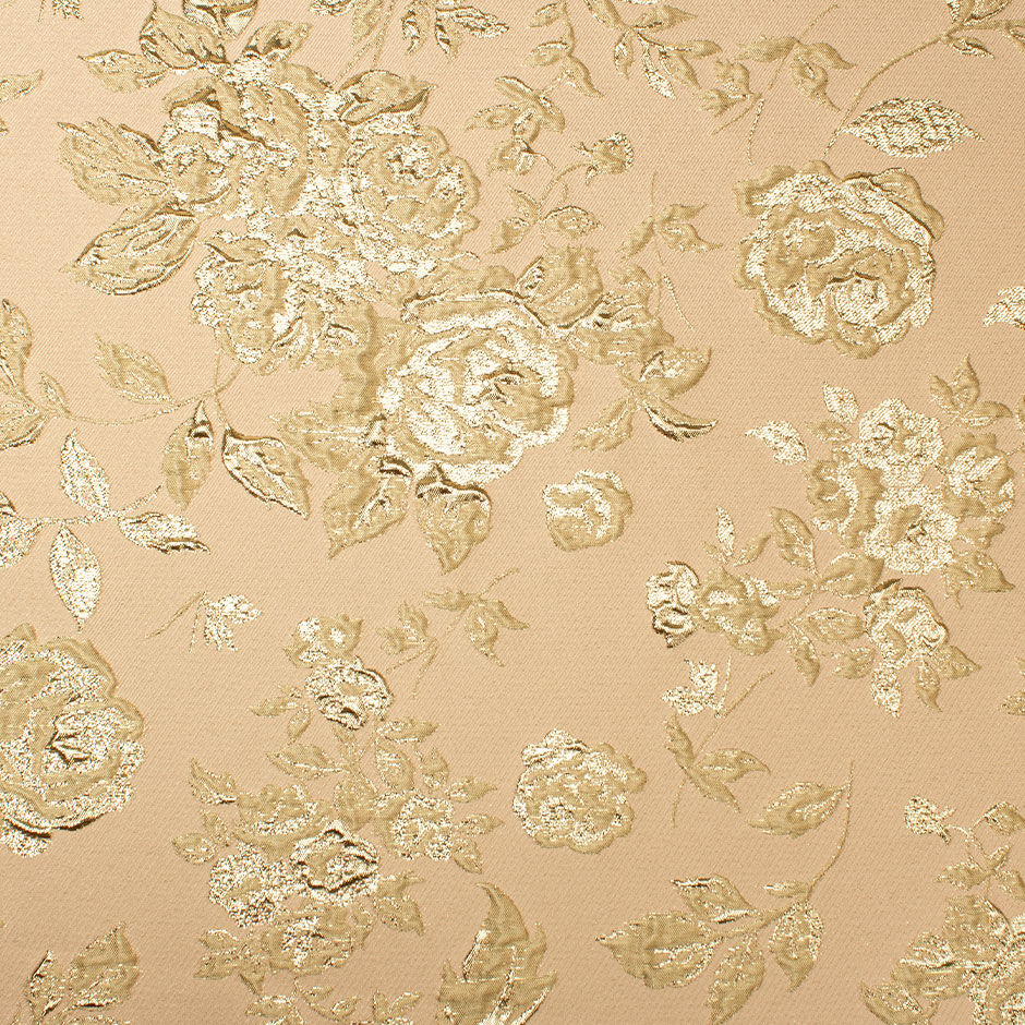 Gold Metallic Floral Blush Mixed Fibre Cloqué