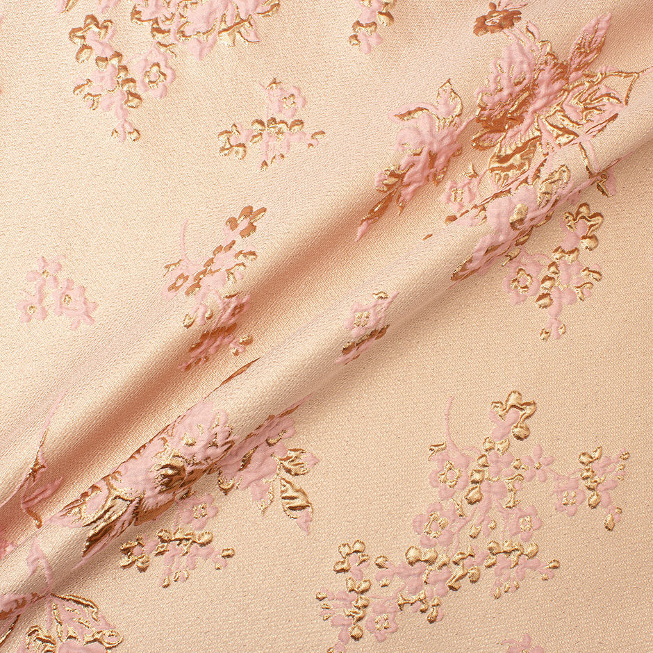 Blush Pink & Gold Floral Metallic Cloqué