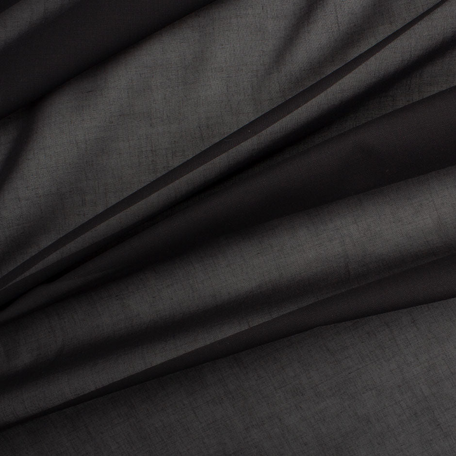 Midnight Blue Black Cotton Voile