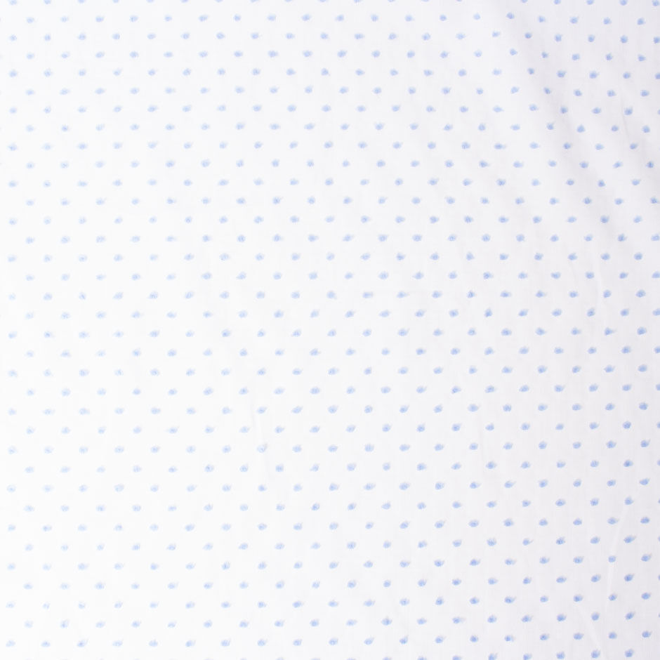 Baby Blue Spotted White Cotton Voile