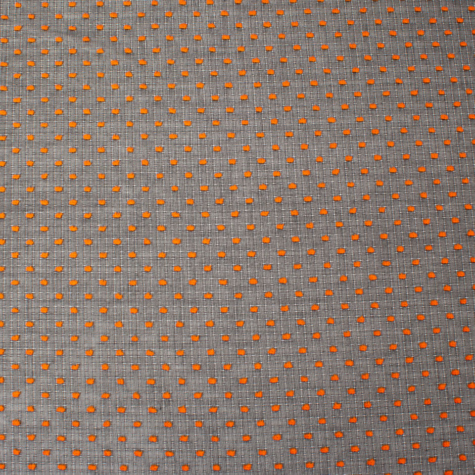 Orange Spotted Black Cotton Voile Jacquard