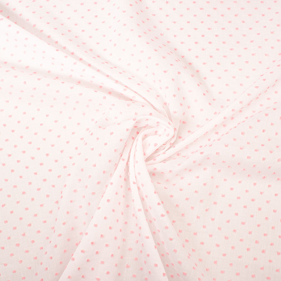 Baby Pink Spotted White Cotton Voile