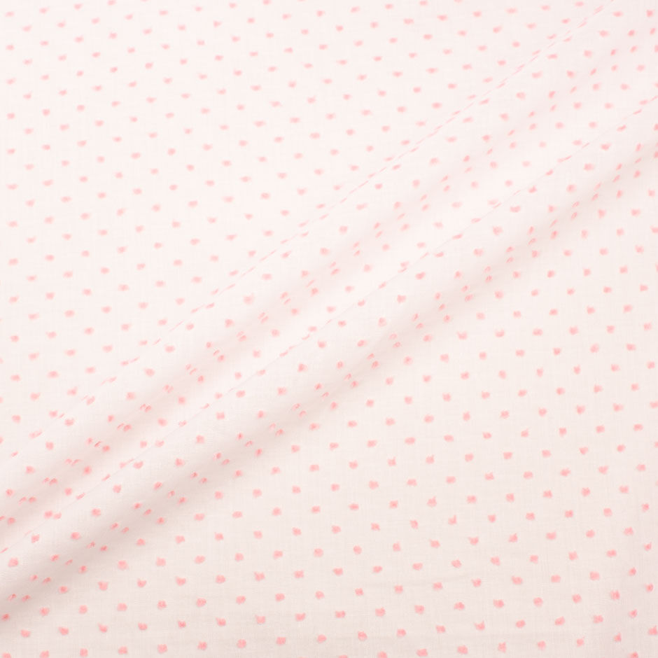 Baby Pink Spotted White Cotton Voile