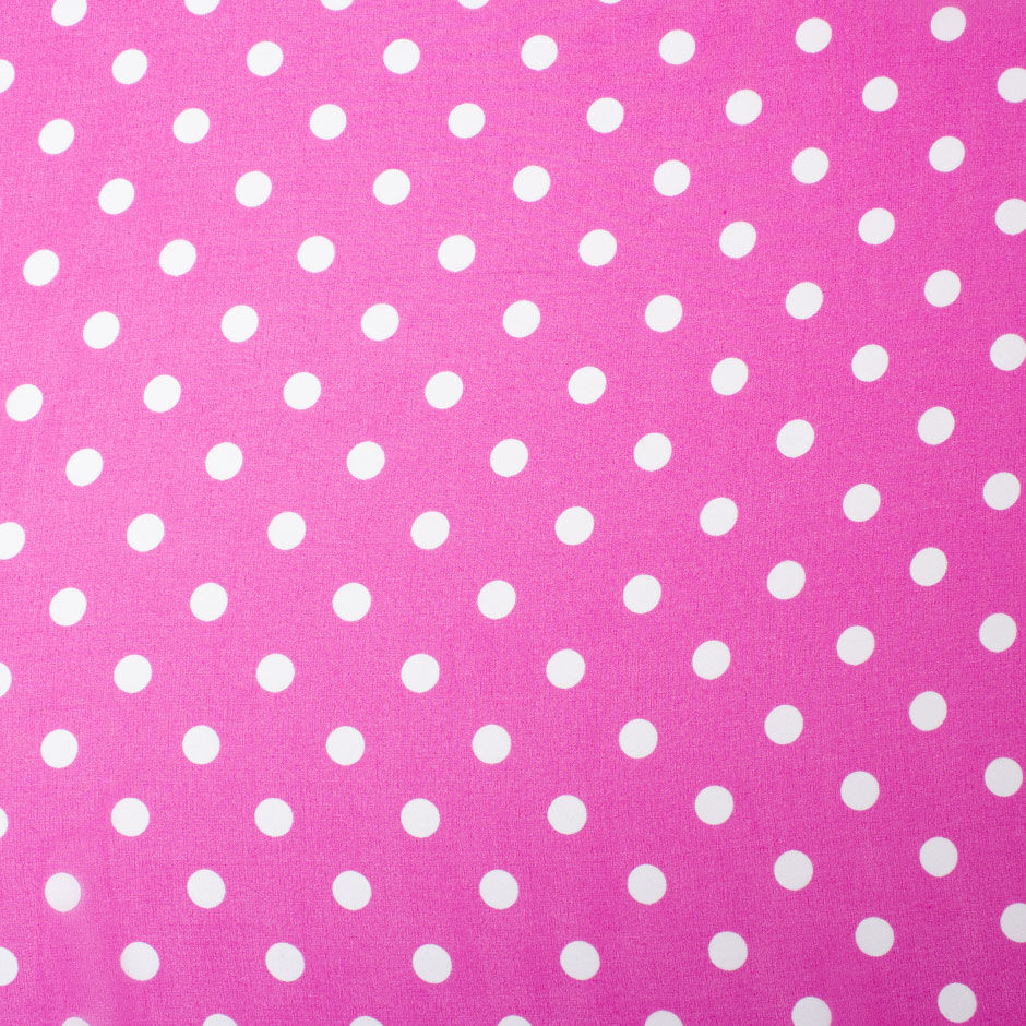 White Spotted Fuchsia Pink Silk Georgette