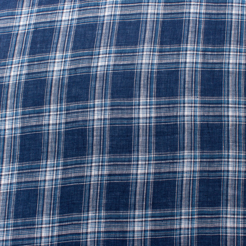 Blue & White Checkered Lightweight Pure Linen