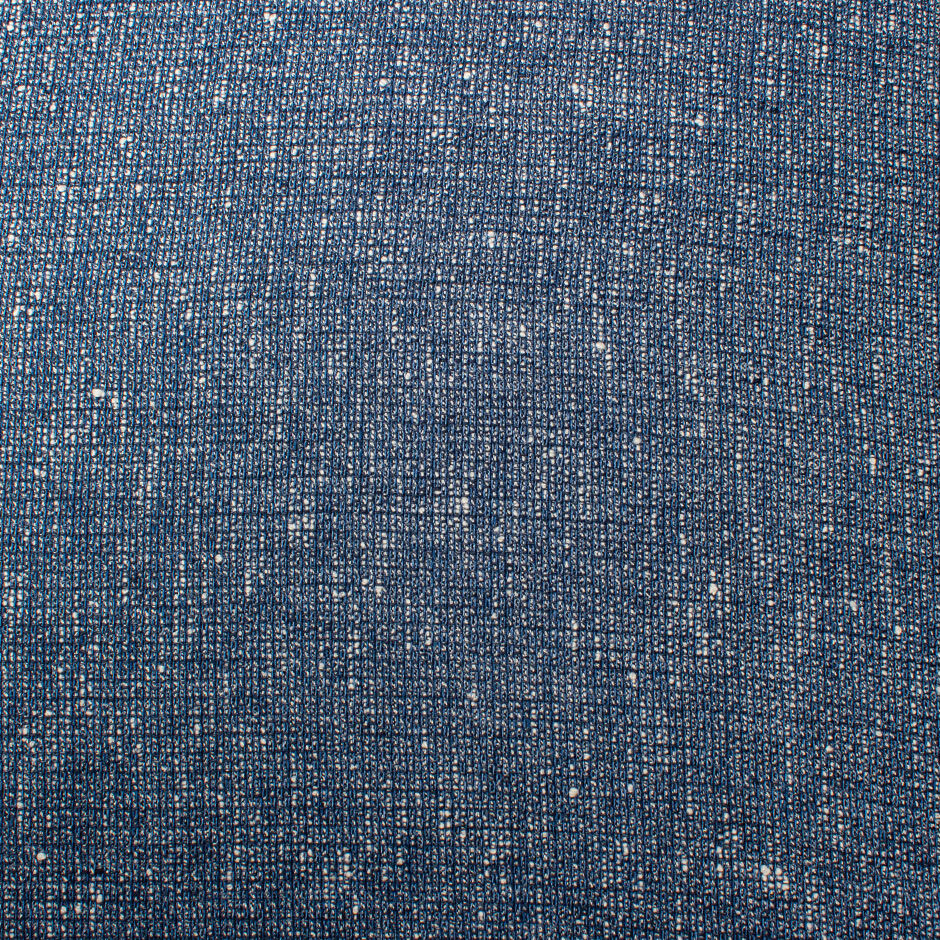 French Blue & White Woven Linen, Cotton & Wool Blend