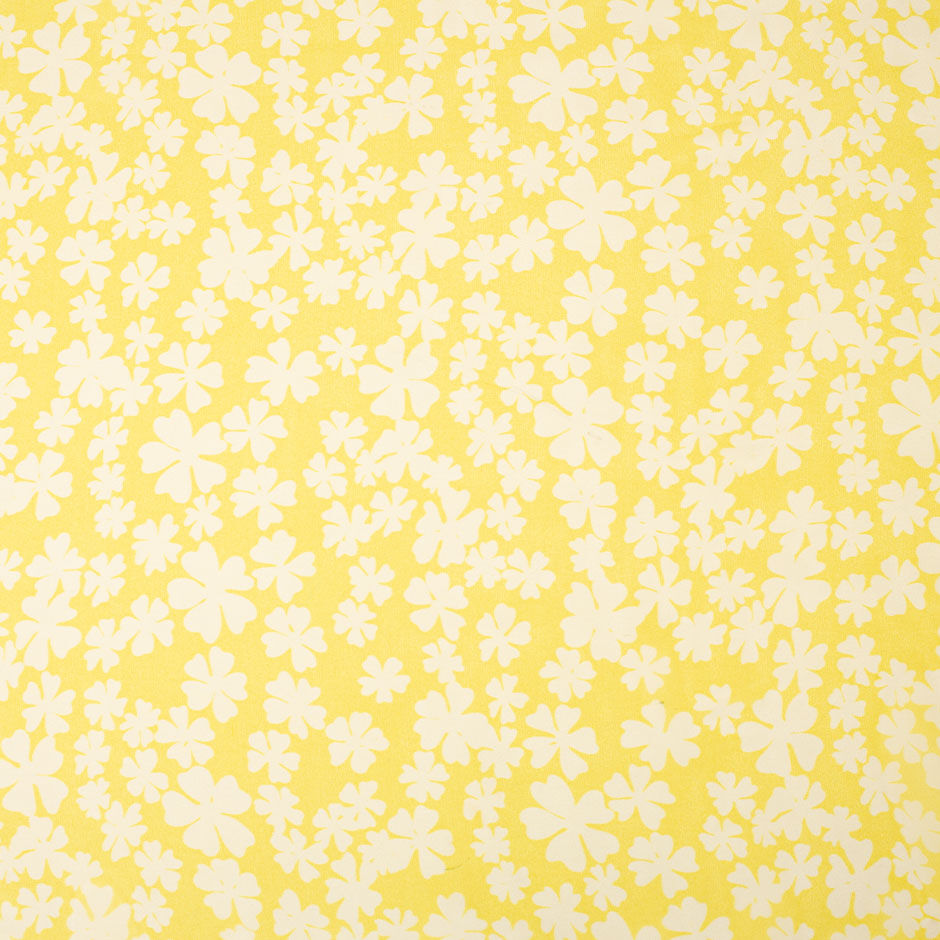 White Floral Canary Yellow Silk Georgette