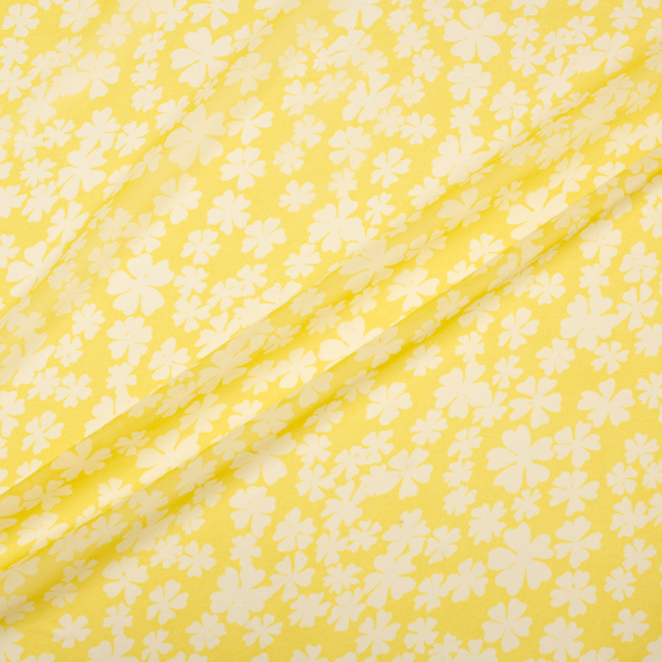 White Floral Canary Yellow Silk Georgette