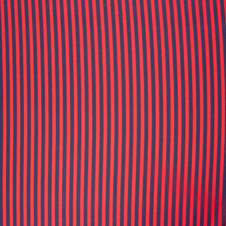 French Blue & Red Striped Reversed Silk Satin