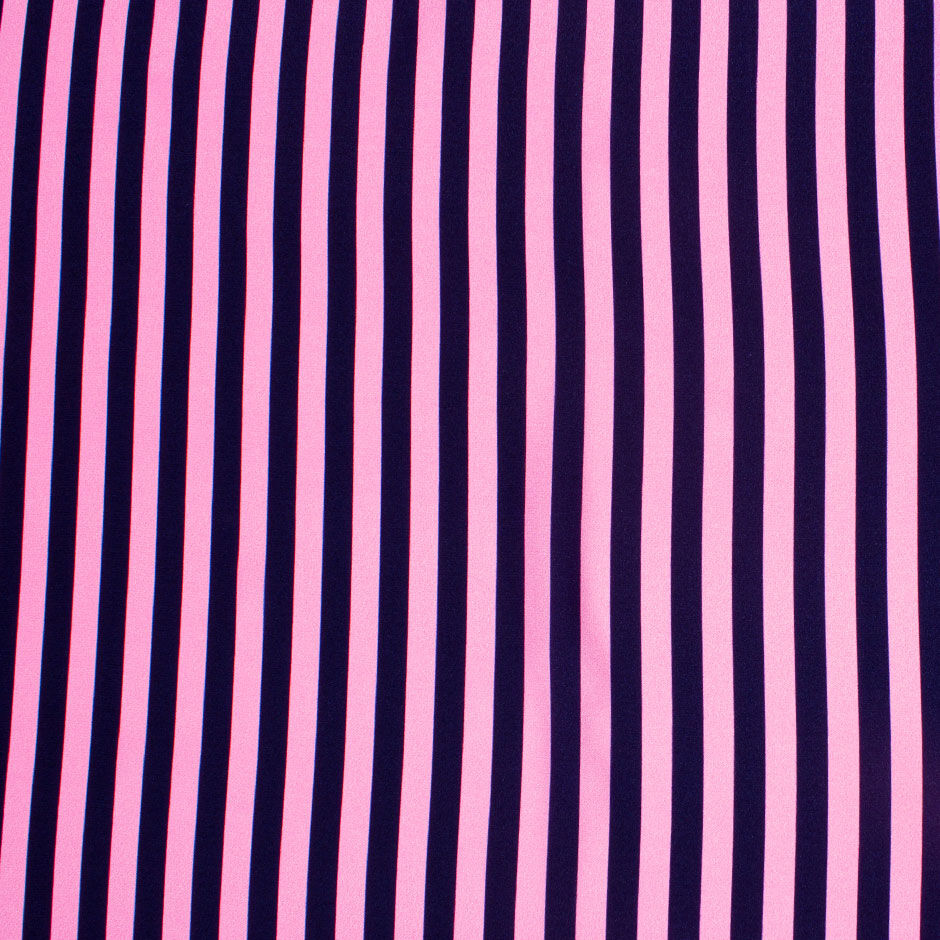 Bubble Gum Pink & Blue Candy Striped Reversed Silk Satin