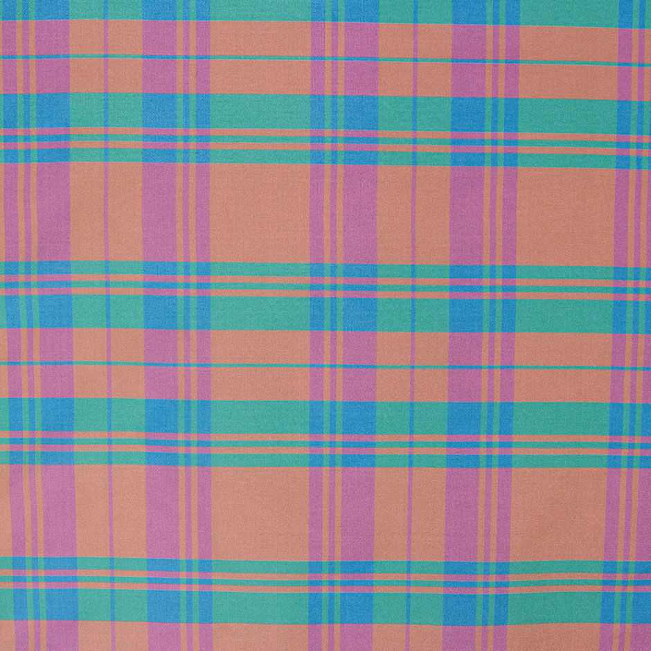 Lilac & Green Tartan Checkered Silk Taffeta