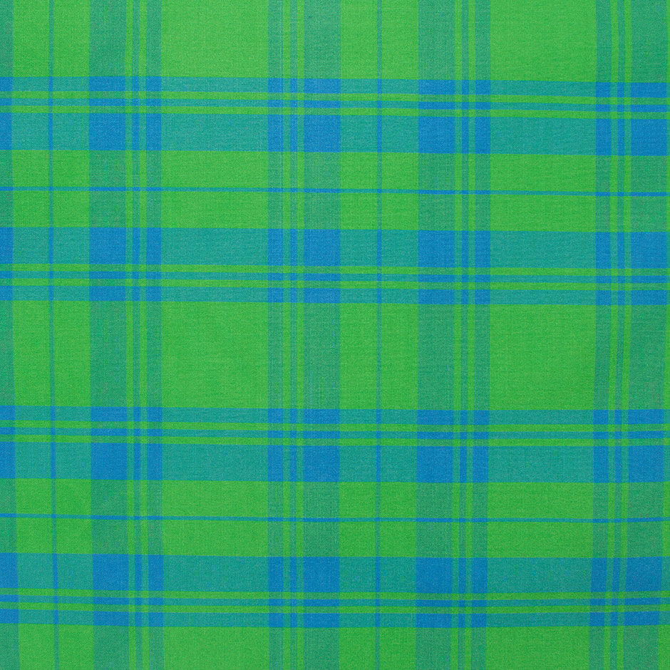 Apple Green & Blue Tartan Pure Silk Taffeta