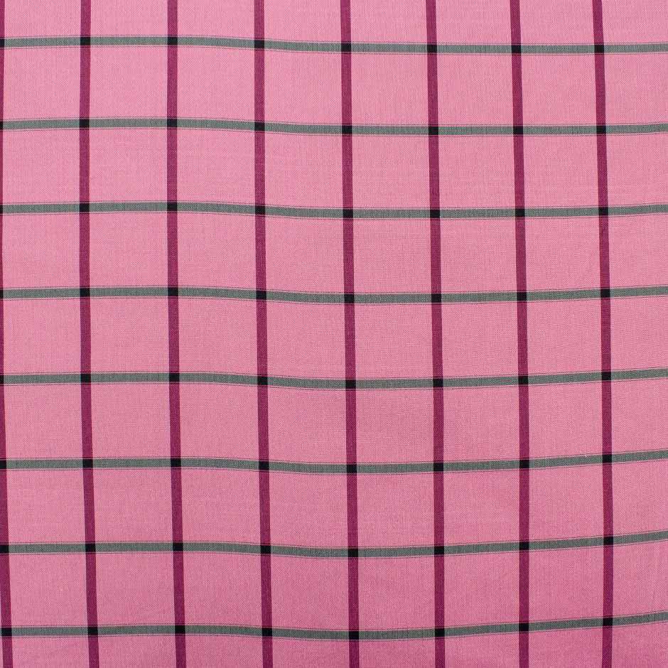 Rose Pink Checkered Pure Silk Taffeta