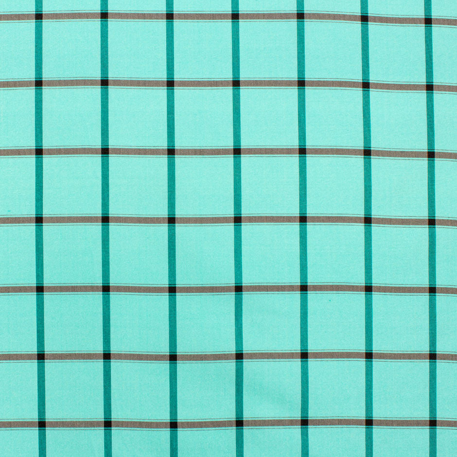 Duck Egg Blue Check Pure Silk Taffeta