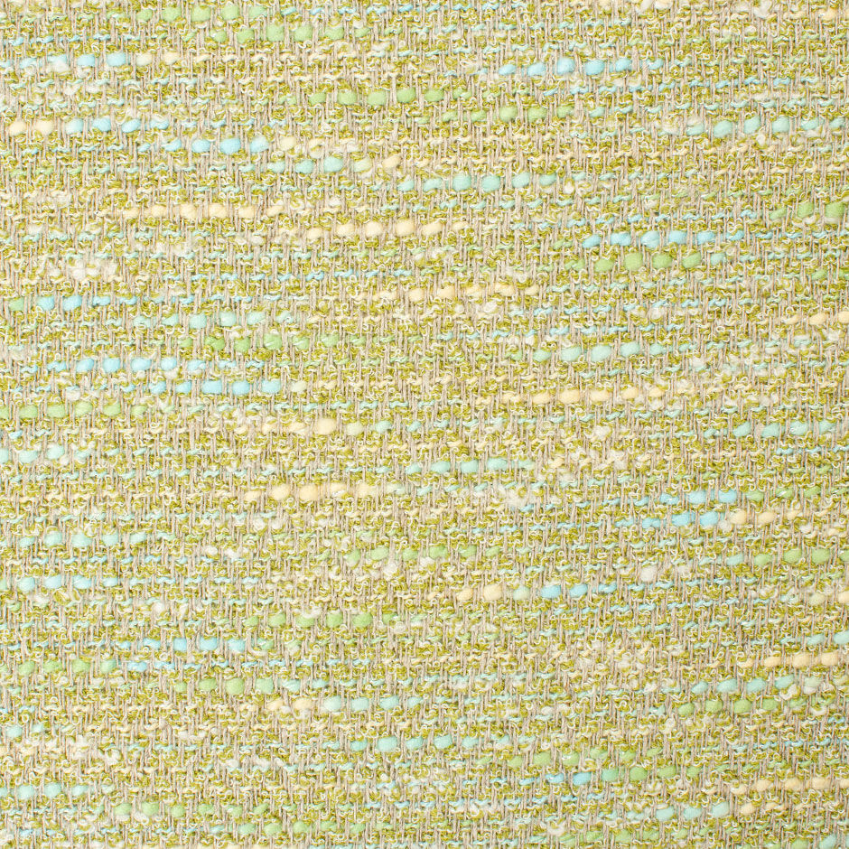 Pea Green & Multi-Coloured Linen Blend Bouclé