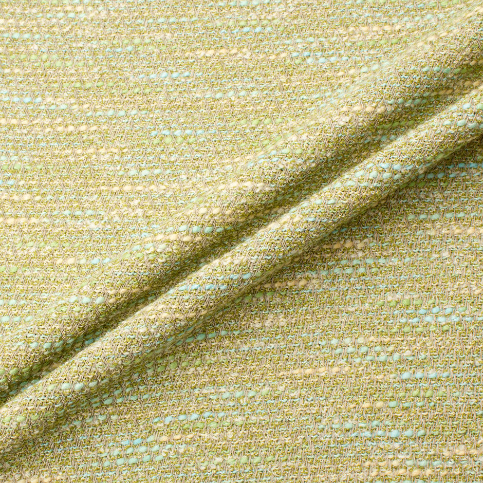 Pea Green & Multi-Coloured Linen Blend Bouclé