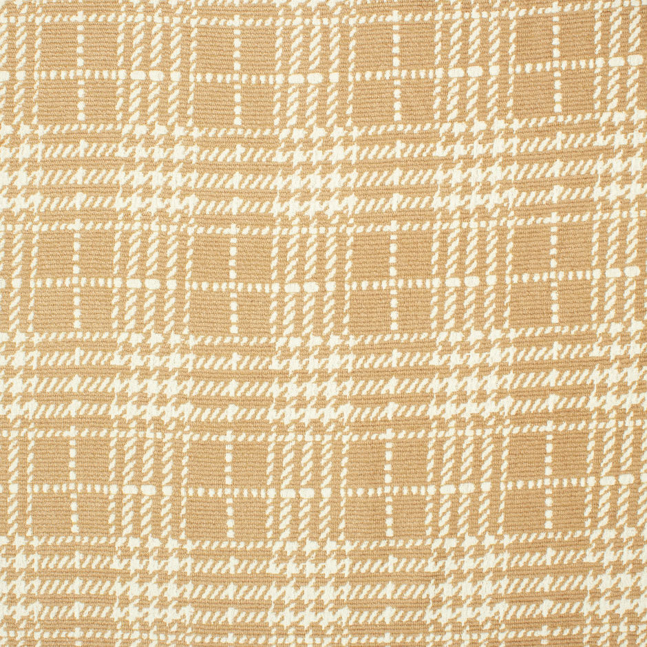 Rich Beige & Ivory Prince of Wales Viscose Tweed