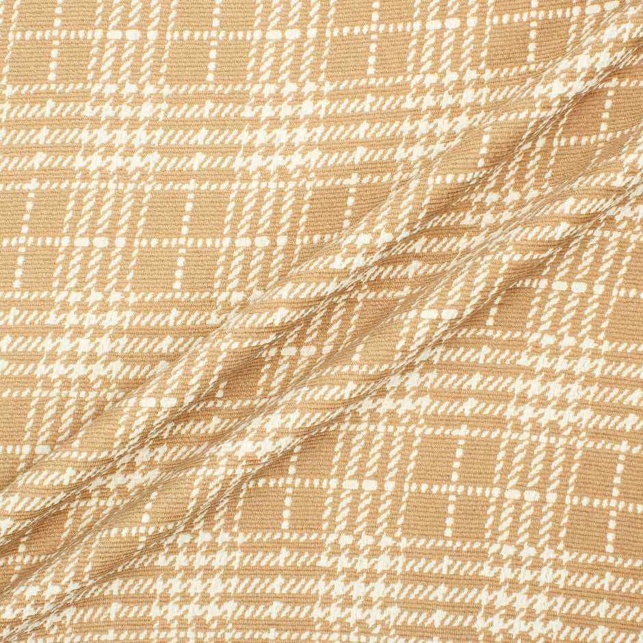 Rich Beige & Ivory Prince of Wales Viscose Tweed