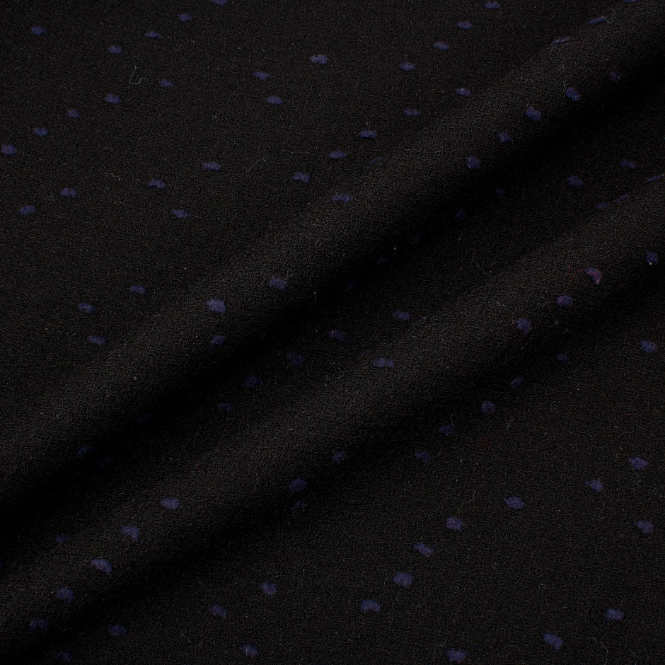 Blue Speckled Black Double Wool Crêpe (A 1.80m Piece)