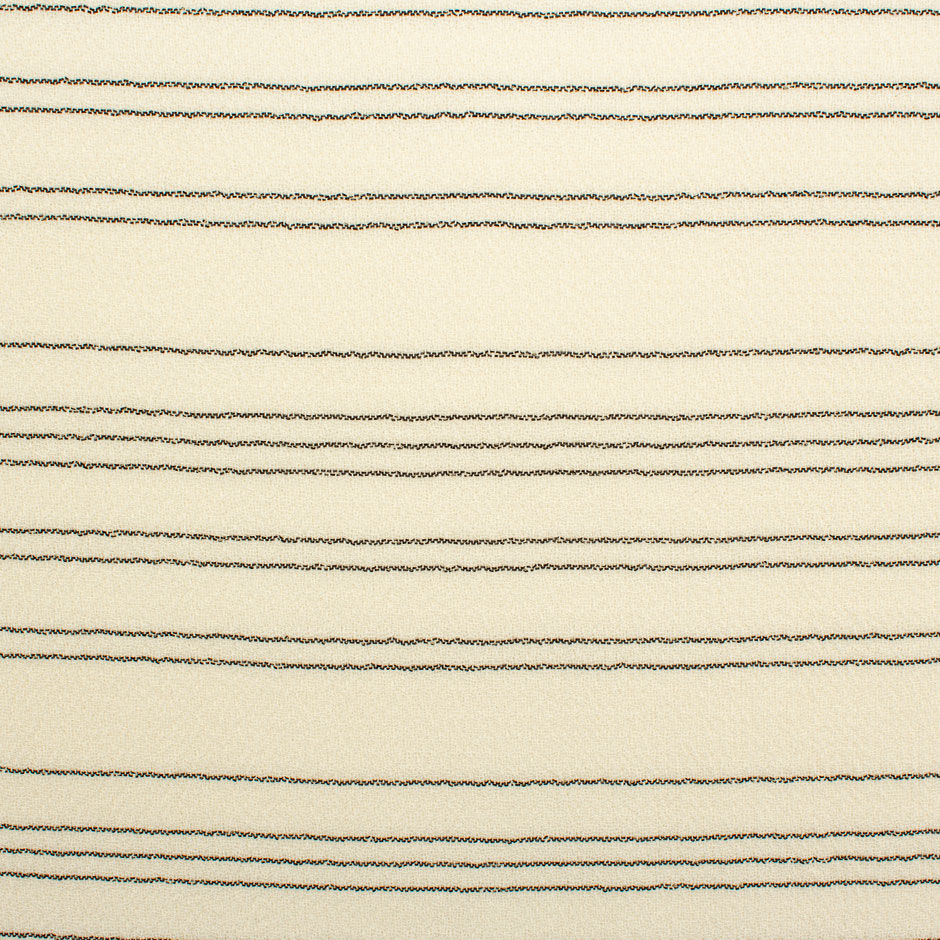 Grey Striped Cream Double Wool Crêpe