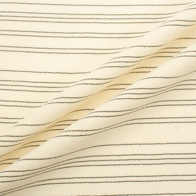 Grey Striped Cream Double Wool Crêpe