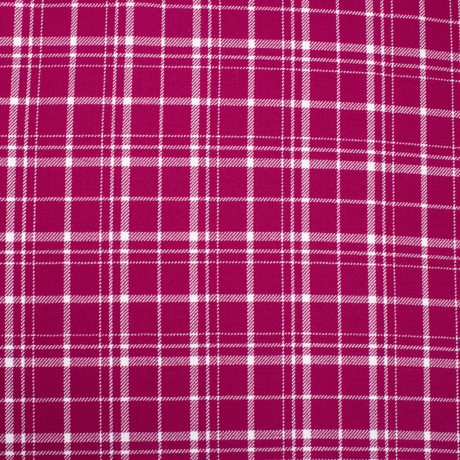 Deep Pink & White Pure Wool Tartan