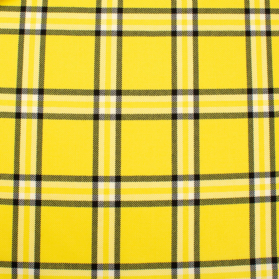 Canary Yellow & Black Pure Wool Tartan