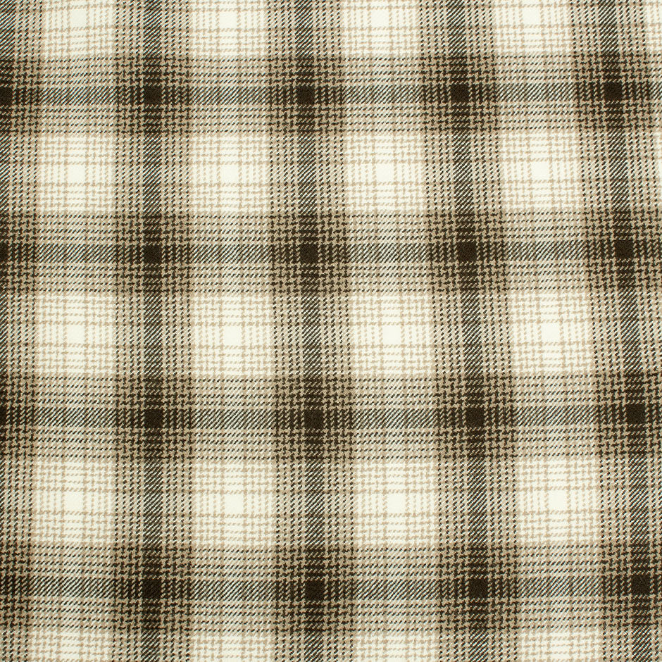 Brown, Beige & Cream Tartan Pure Wool