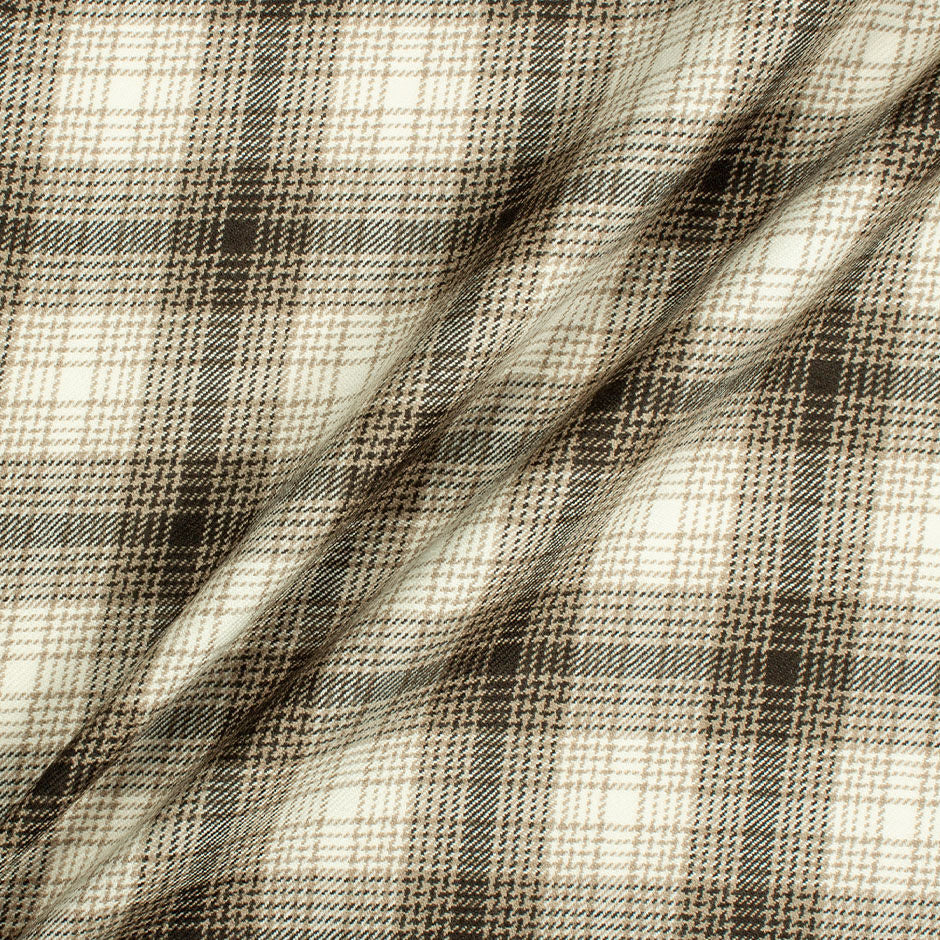 Brown, Beige & Cream Tartan Pure Wool