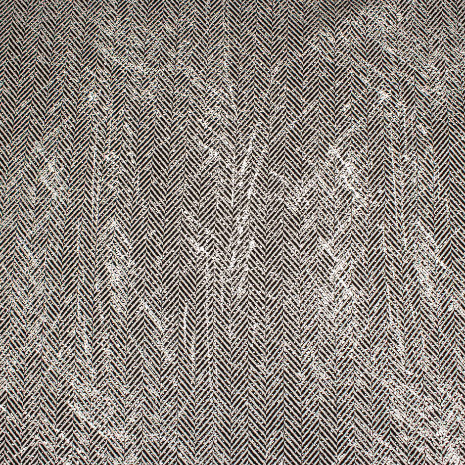 Monochrome Silver Laminated Double Sided Herringbone Wool