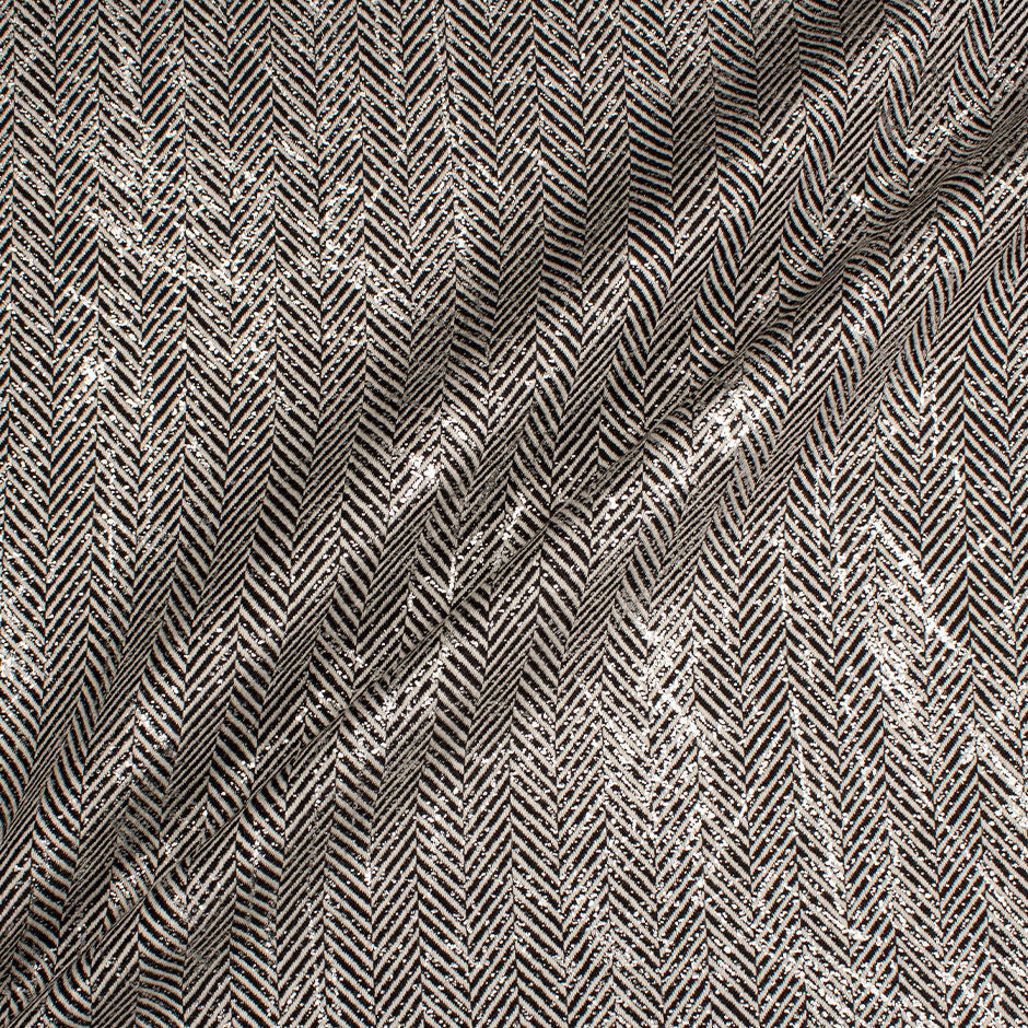 Monochrome Silver Laminated Double Sided Herringbone Wool