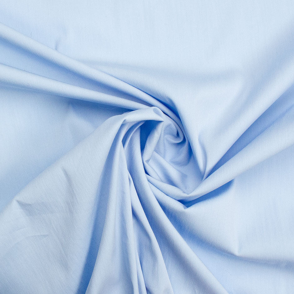 Rich Baby Blue Plain Cotton  Stretch Shirting