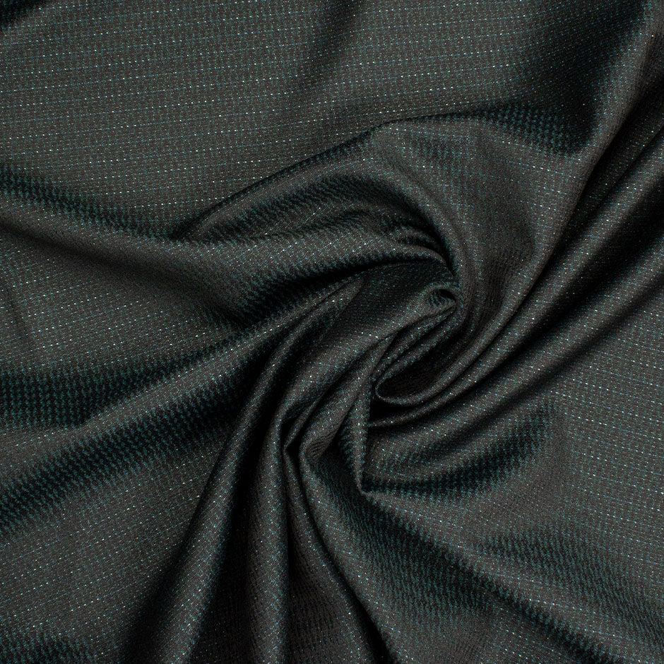 Teal & Black Wool & Lurex Jacquard Dormeuil Suiting