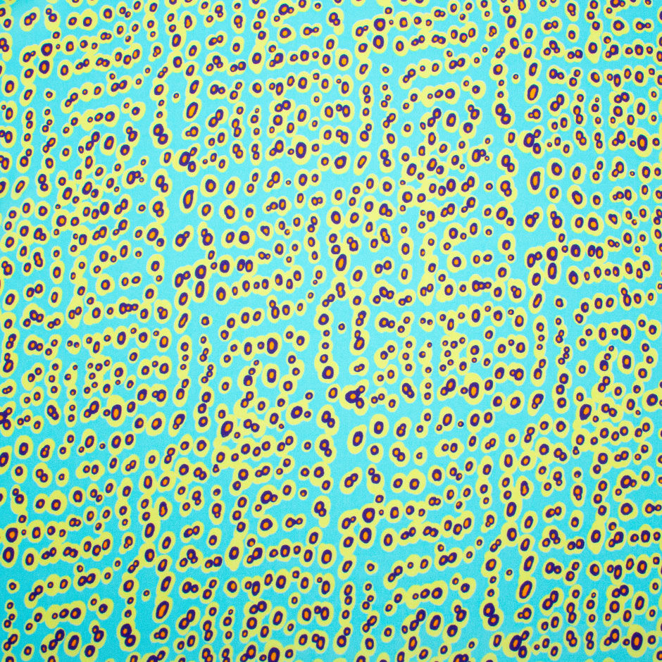 Turquoise, Lime & Blue Spot Printed Pure Silk Twill