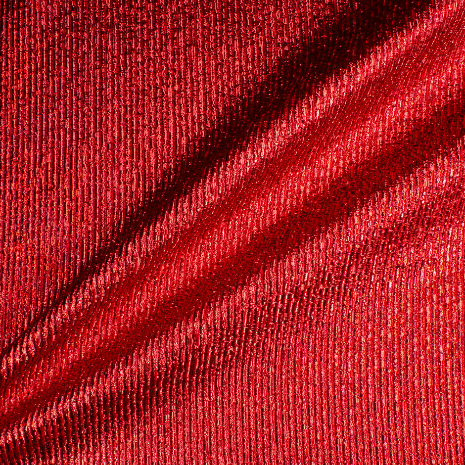 Crimson Red Crinkled Metallic Silk Blend Lamé