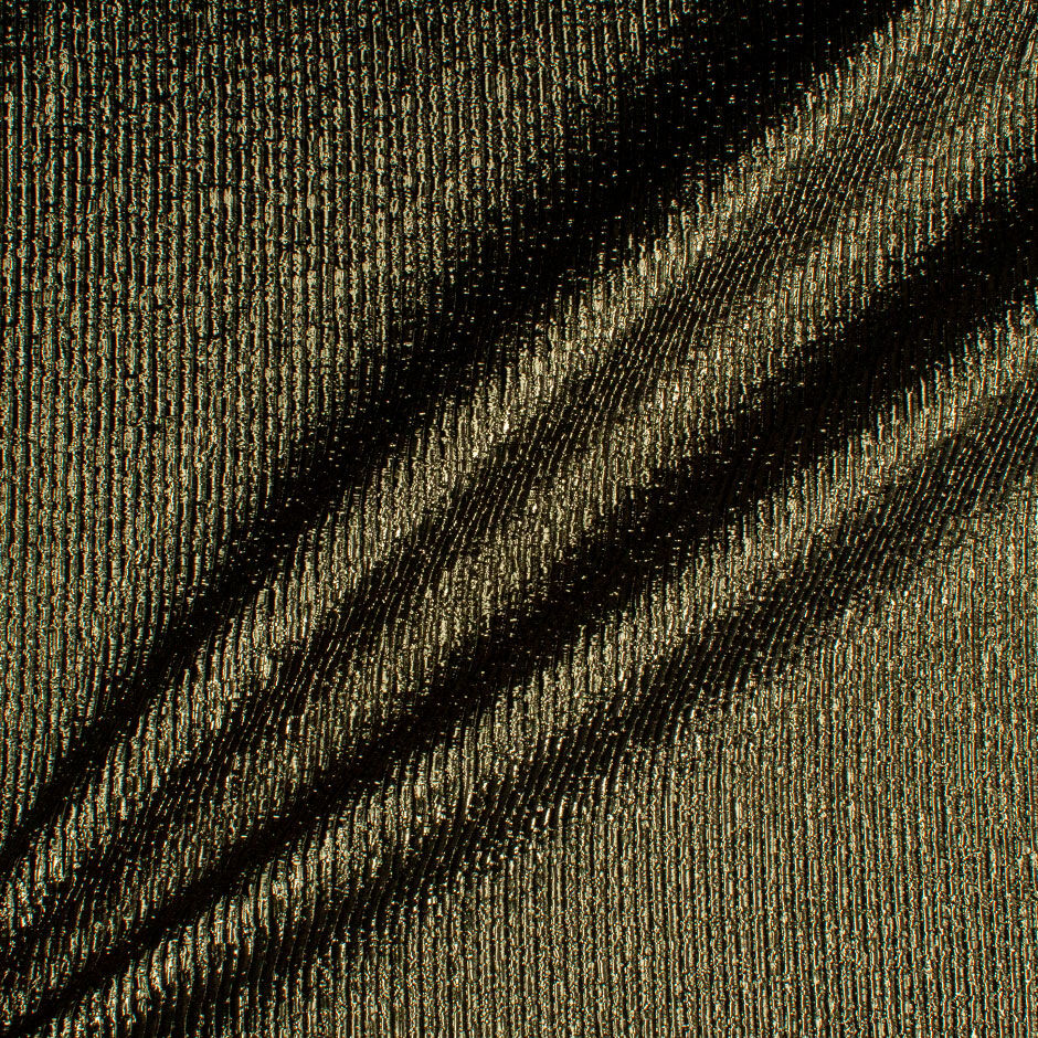 Olive Green Crinkled Metallic Silk Blend Lamé