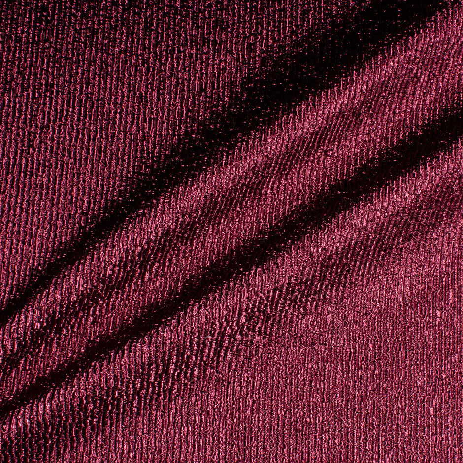 Rich Plum Crinkled Metallic Silk Blend Lamé