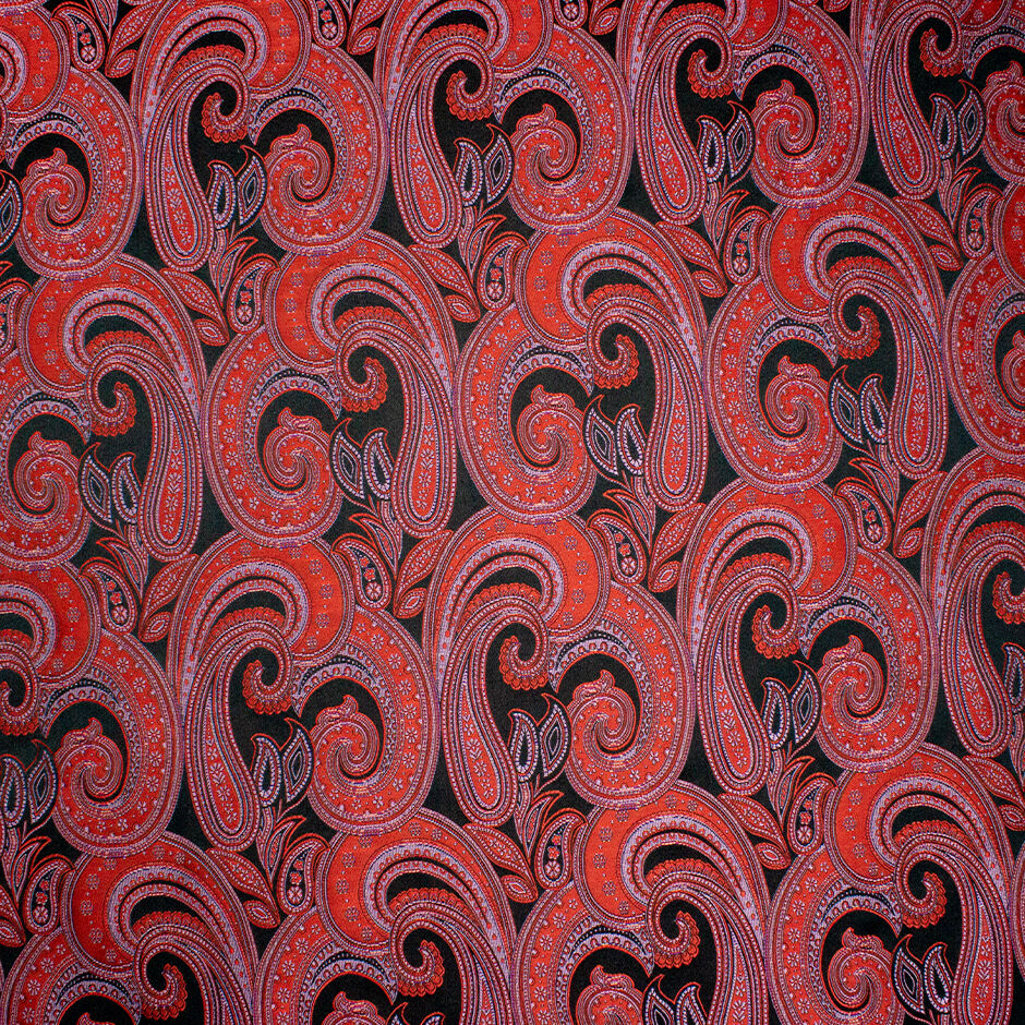 Red & Pink Paisley Silk Blend Brocade