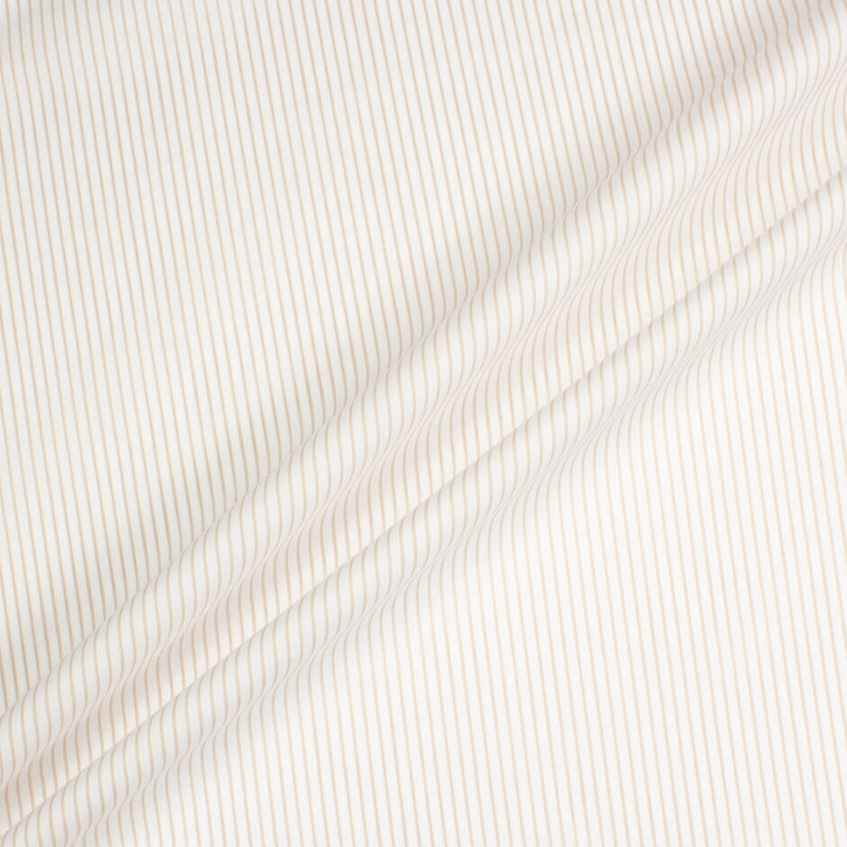 Beige Striped White Lightweight Shirting Cotton