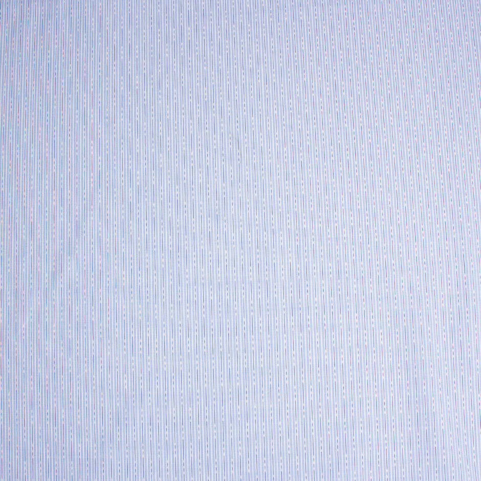 Blue Stripes & Dashes Pure Cotton Shirting Fabric