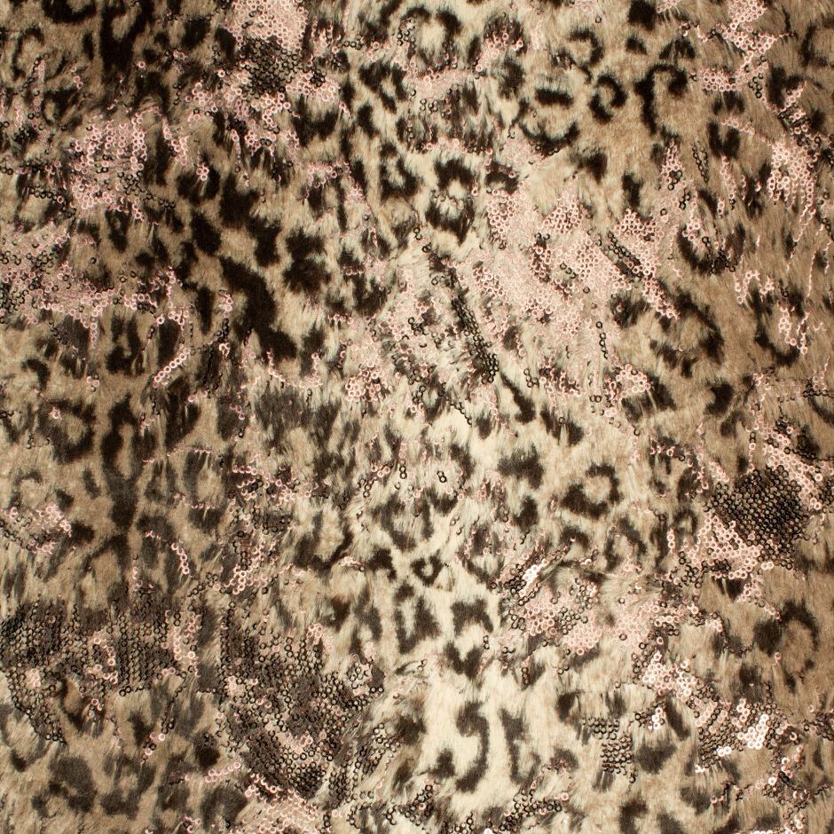 Sequinned Leopard Print Faux Fur