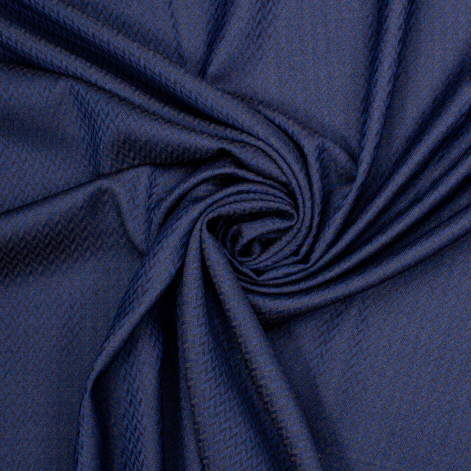 Two-Tone Blue Super 150s Superfine Zig Zag Jacquard Wool