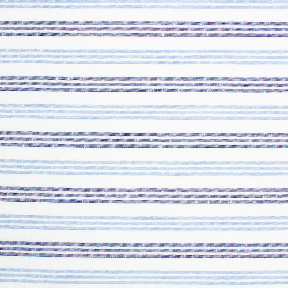 Blue Multi Striped White Pure Linen