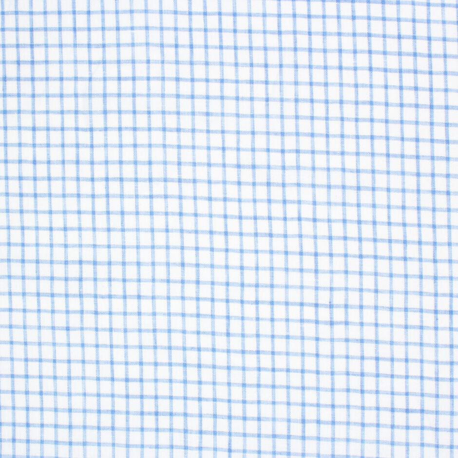 Sky Blue Gingham Check Pure Linen