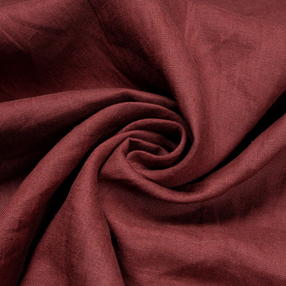 Plain Burgundy Pure Linen