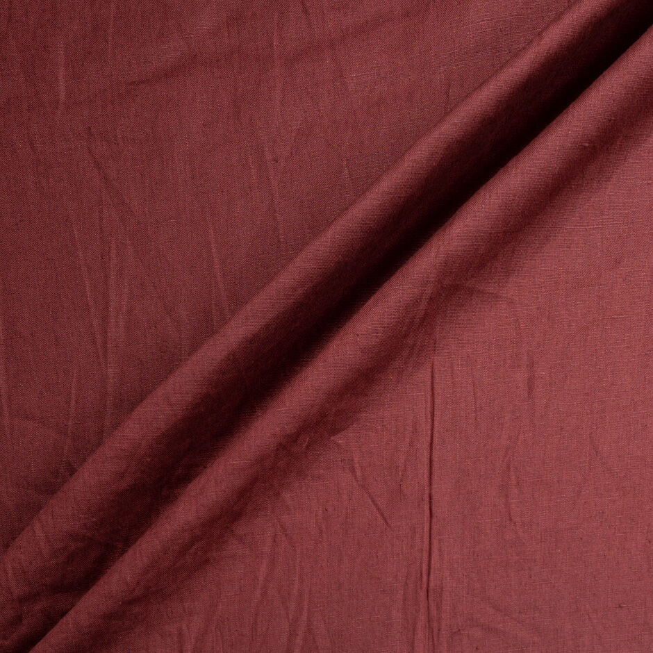 Plain Burgundy Pure Linen