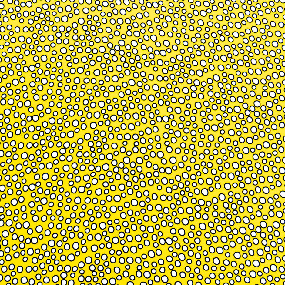 Black & White Spotted Bright Yellow Pure Silk Crêpe