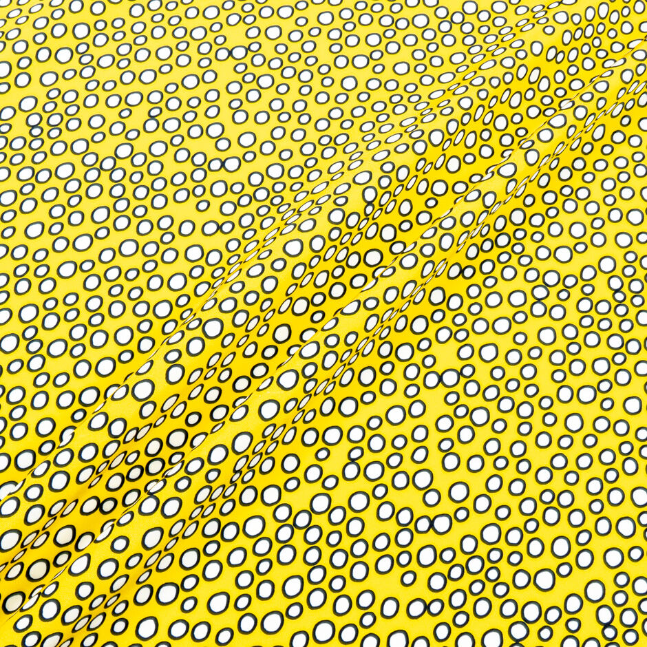 Black & White Spotted Bright Yellow Pure Silk Crêpe