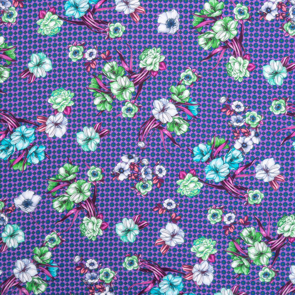 Floral & Geo Printed Violet Luxury Cotton