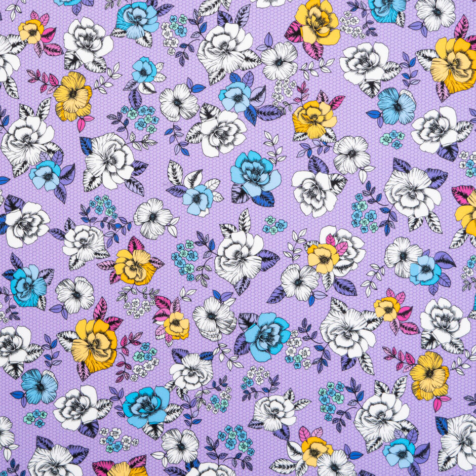 Blue & Yellow Floral Printed Lilac Luxury Cotton